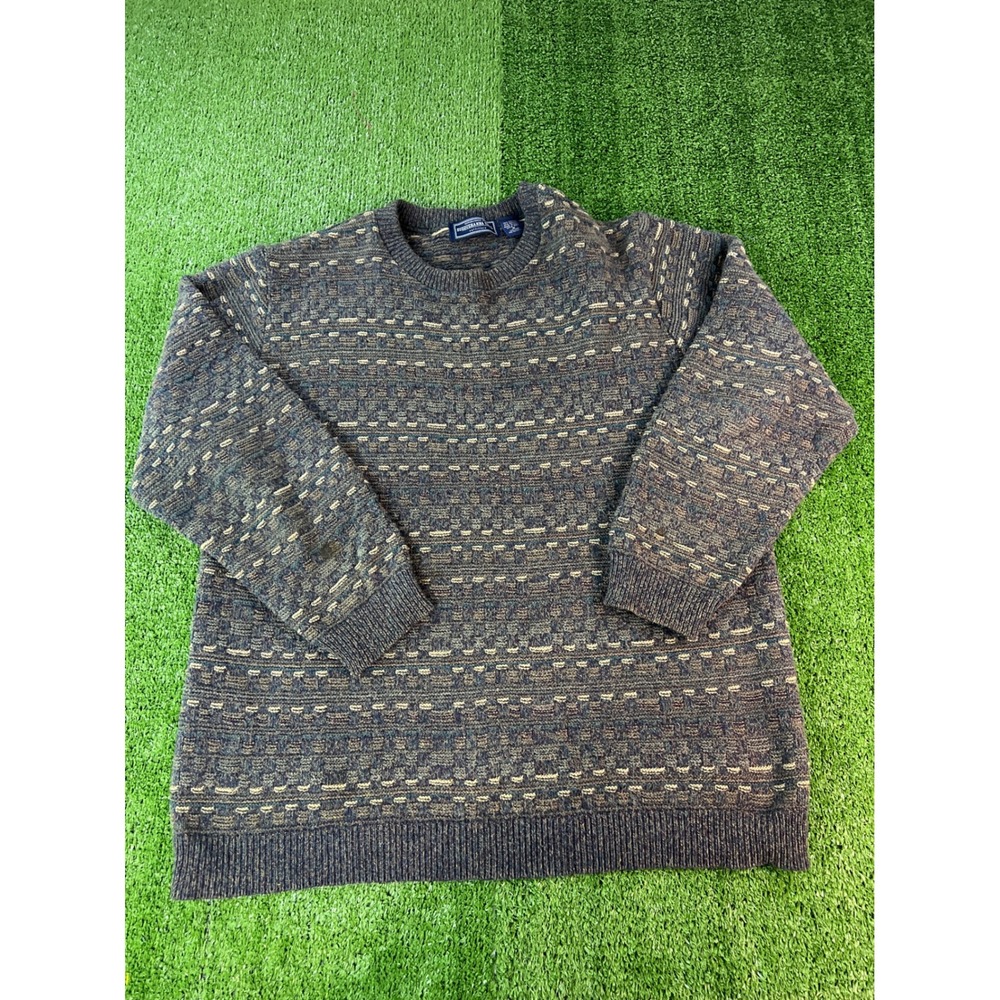 Susquehanna Trail Outfitters Geometric Crew Neck Knit Sweater Classic Fit Mens M